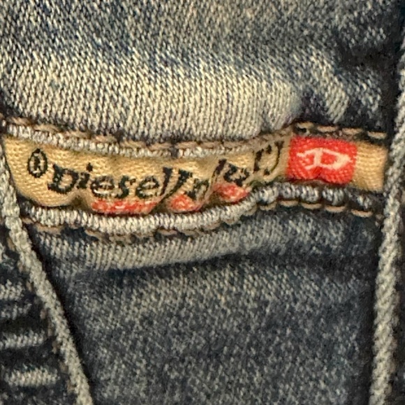 Diesel Fringi NE Denim Jean Jacket Women’s Small Leather Logo Stretch Fitted Y2K - Picture 10 of 17